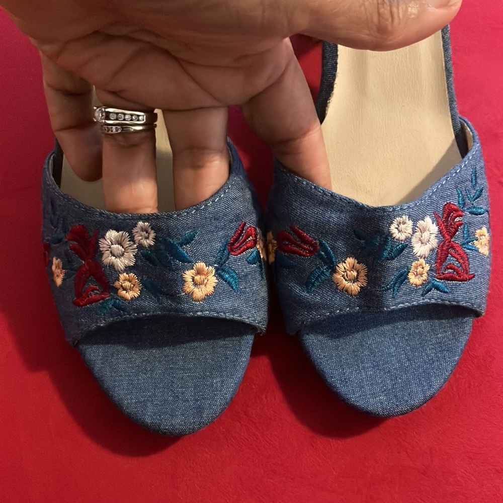 Denim embroidered sandals - Picture 8 of 9